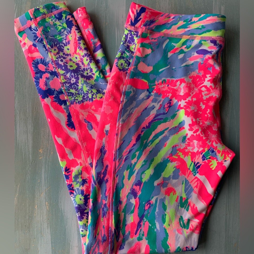 Girls' Neon Floral Print Leggings - Pink Multi